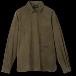 Discount Recht Leren Overhemd Tops en Blouses